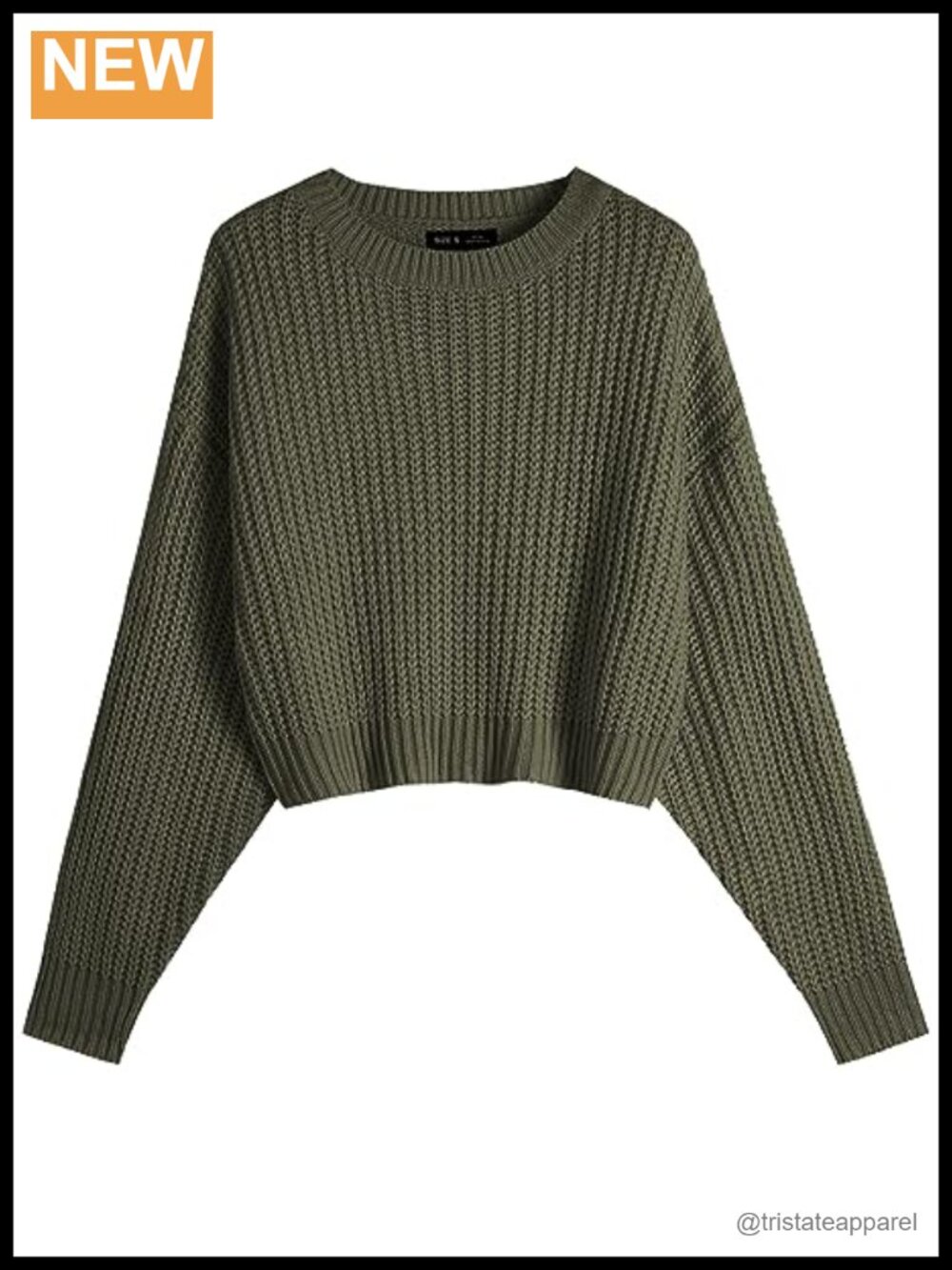Ckikiou Women's Cropped Batwing Sweater Crew Neck Knit Pullover